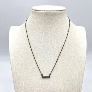 Sterling Silver Sparkling Bar‎ Pendant Necklace Dainty Chain 16"